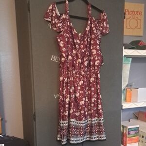 Maurices Burgundy Floral Mini Dress